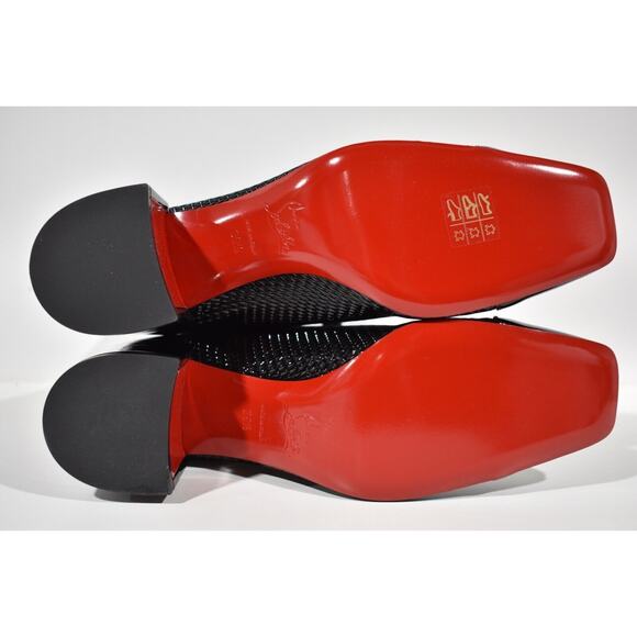 Christian Louboutin Kimi 55 Black Patent Leather Block Heel Zip Ankle Boot 37.5 - Picture 12 of 12